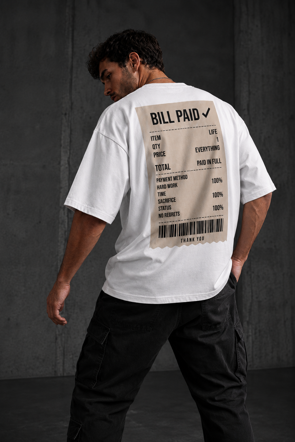 Bill Paid Signature 260 GSM Oversized Tee-8