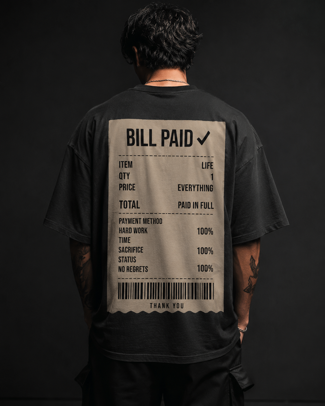 Bill Paid Signature 260 GSM Oversized Tee-3