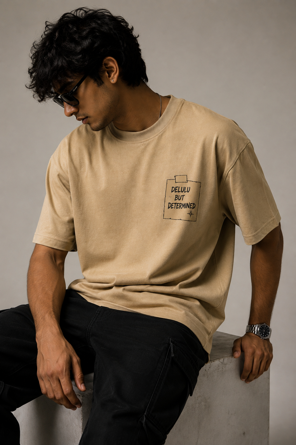 Delulu But Determined 260 GSM Premium Oversized Tee-27