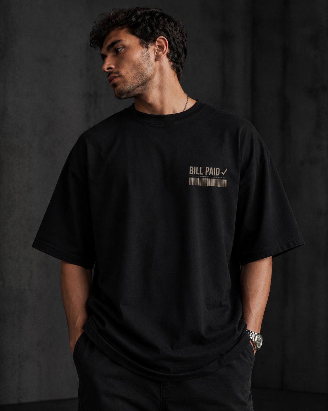 Bill Paid Signature 260 GSM Oversized Tee-2