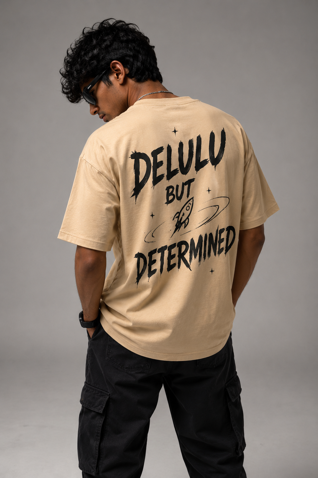 Delulu But Determined 260 GSM Premium Oversized Tee-24