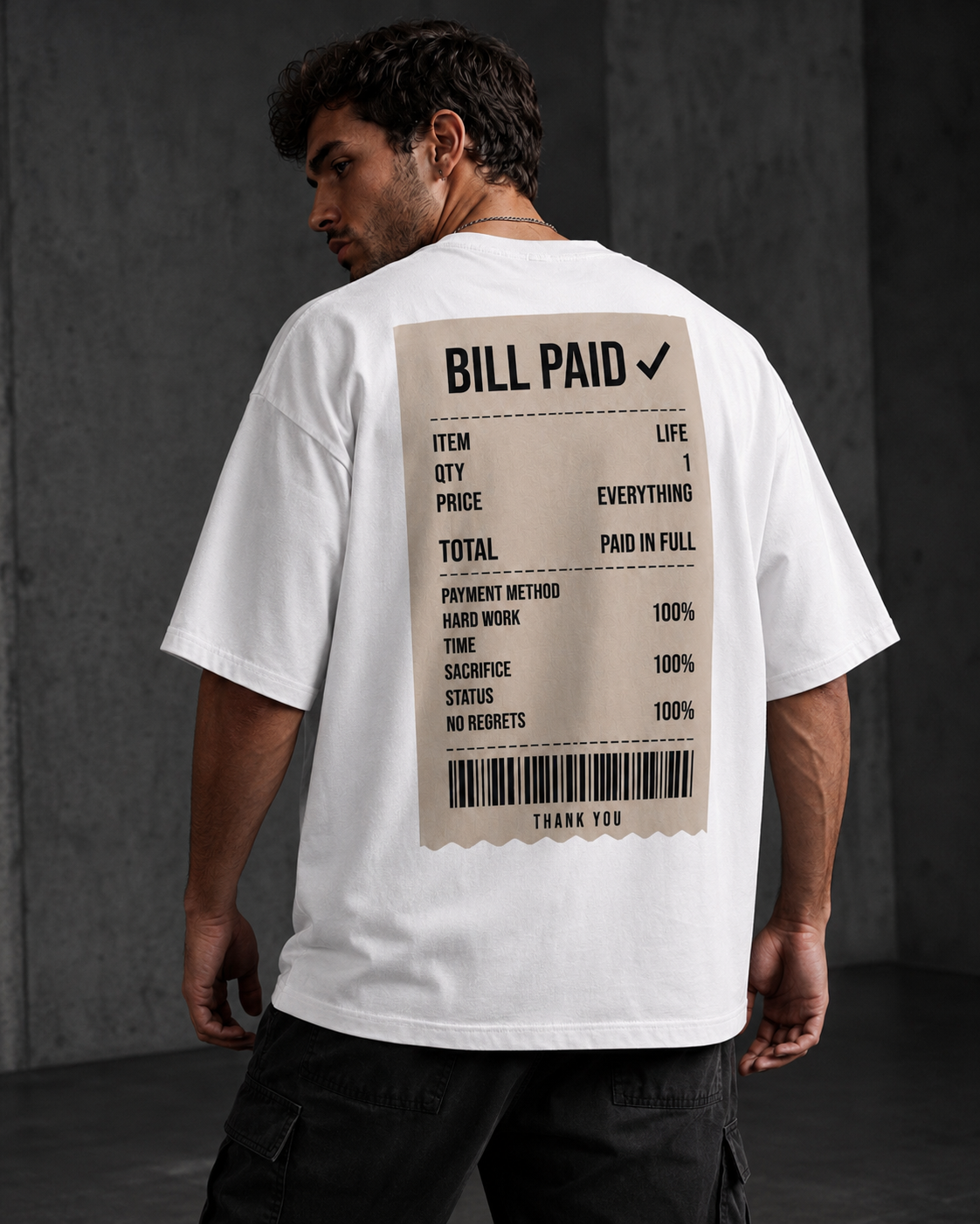 Bill Paid Signature 260 GSM Oversized Tee-7