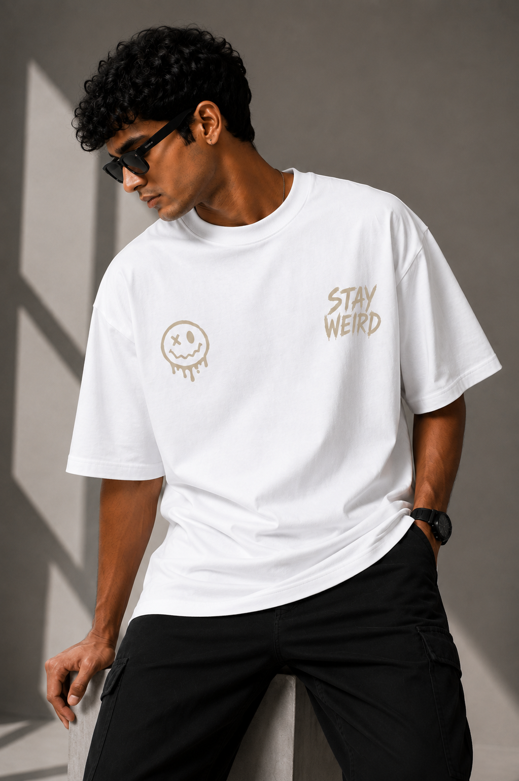 Stay Weird 260 GSM Premium Oversized Tee-20