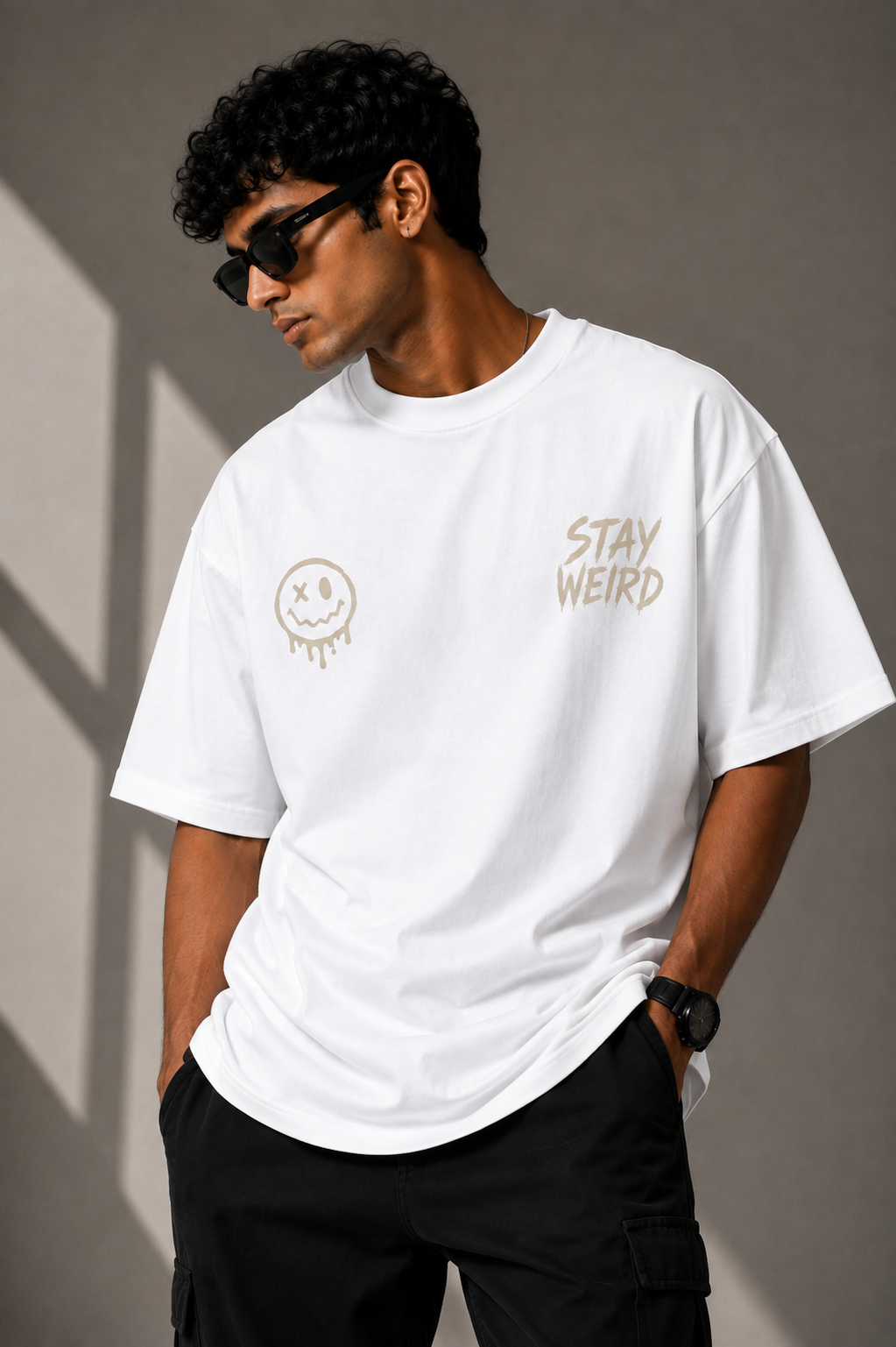 Stay Weird 260 GSM Premium Oversized Tee-19