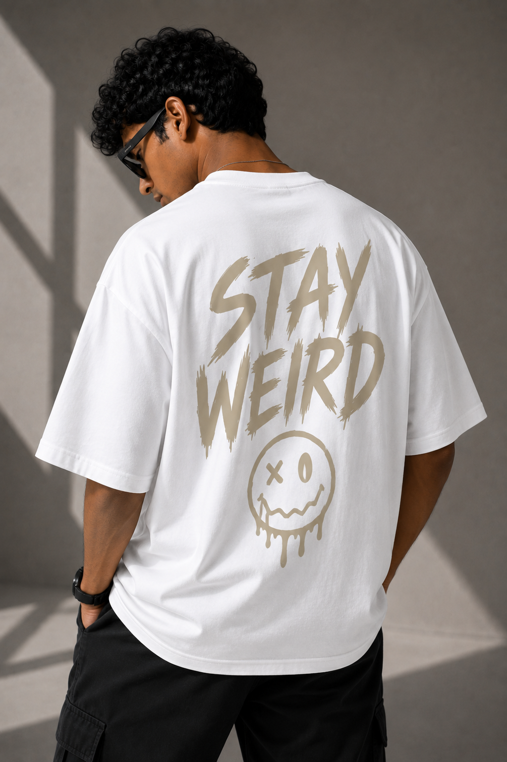 Stay Weird 260 GSM Premium Oversized Tee-17