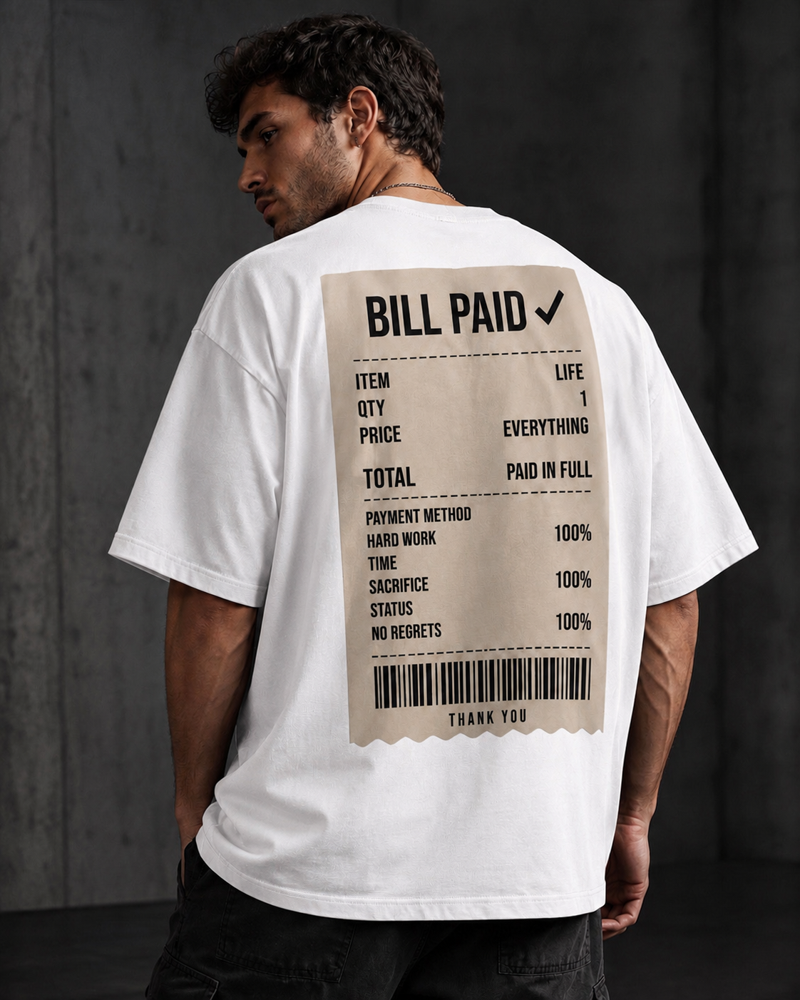 Bill Paid Signature 260 GSM Oversized Tee-6