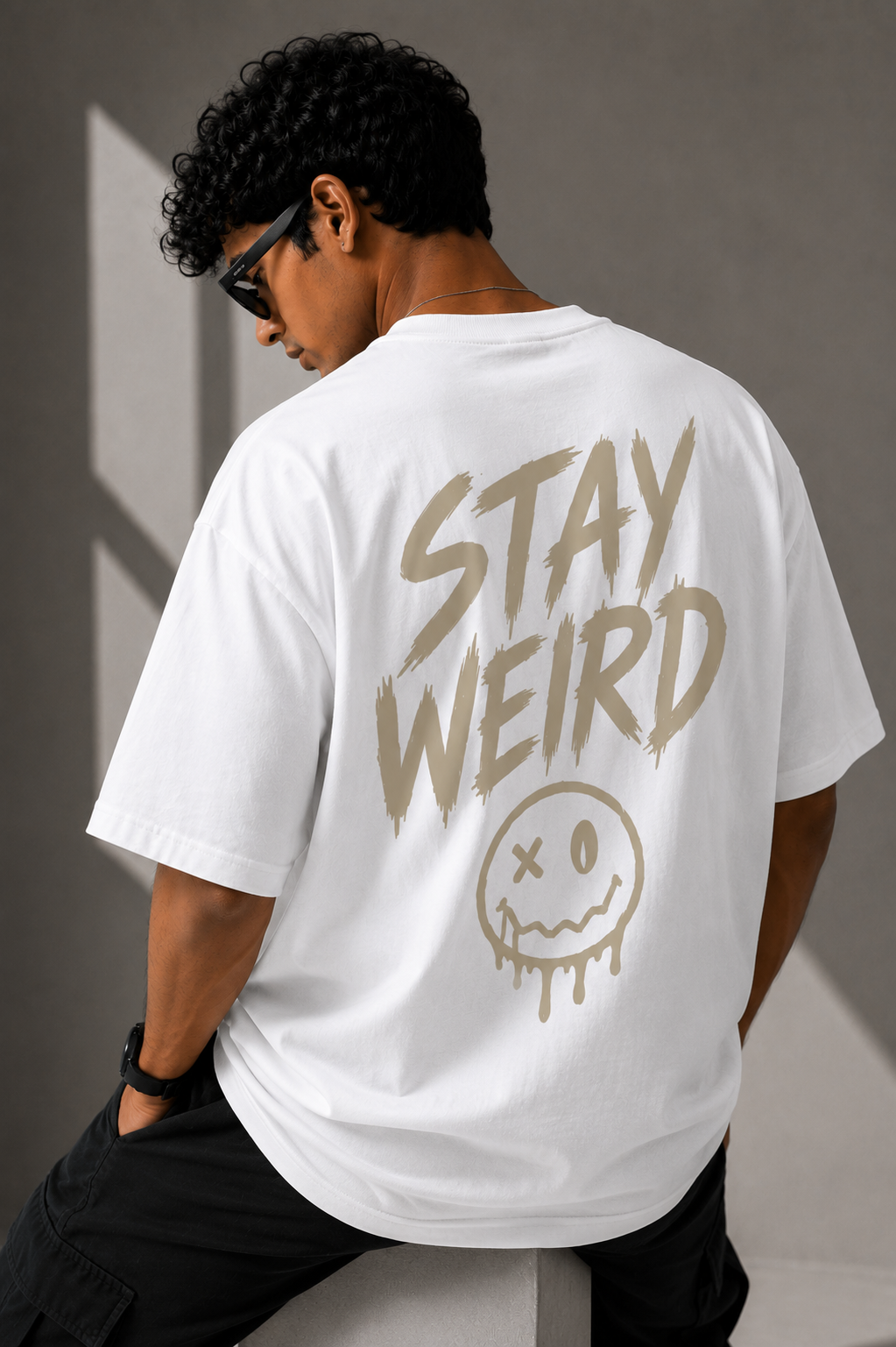 Stay Weird 260 GSM Premium Oversized Tee-21