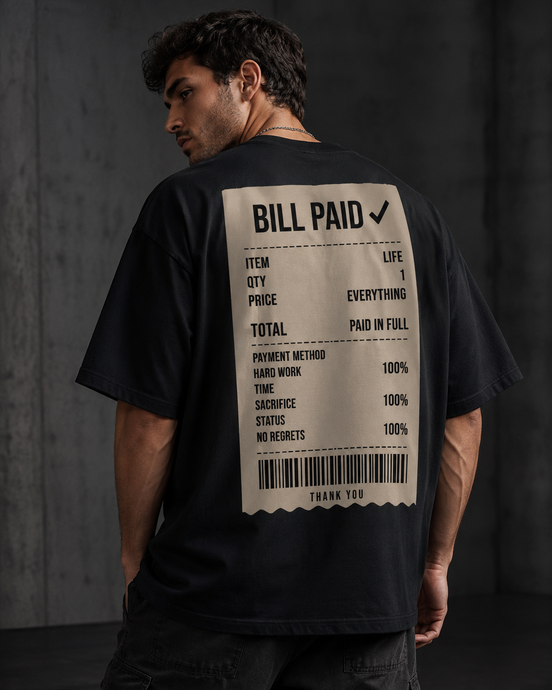 Bill Paid Signature 260 GSM Oversized Tee