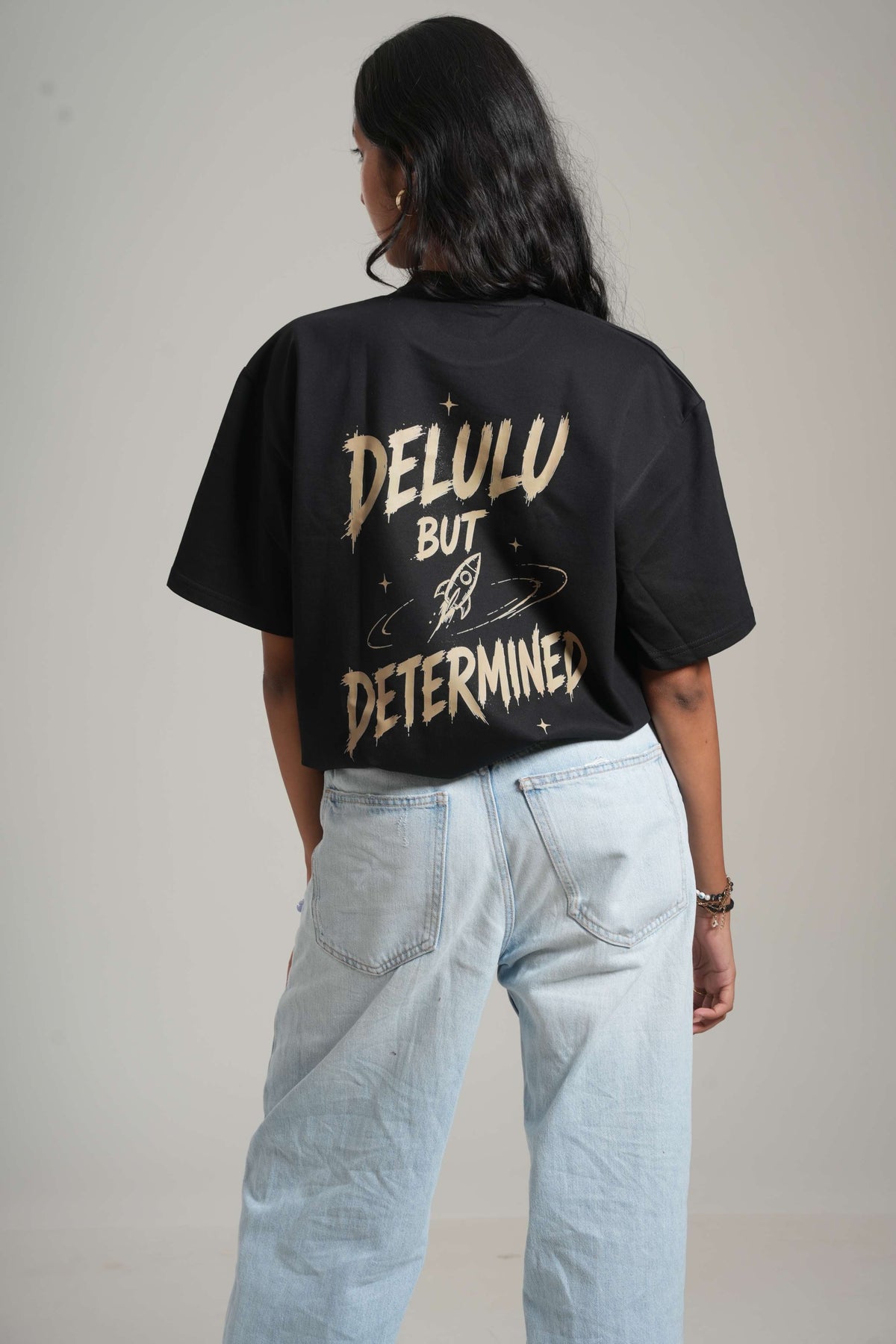 Delulu But Determined 260 GSM Premium Oversized Tee-4