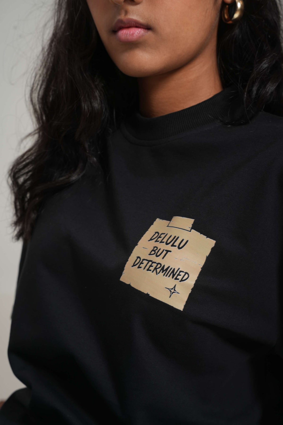 Delulu But Determined 260 GSM Premium Oversized Tee-3