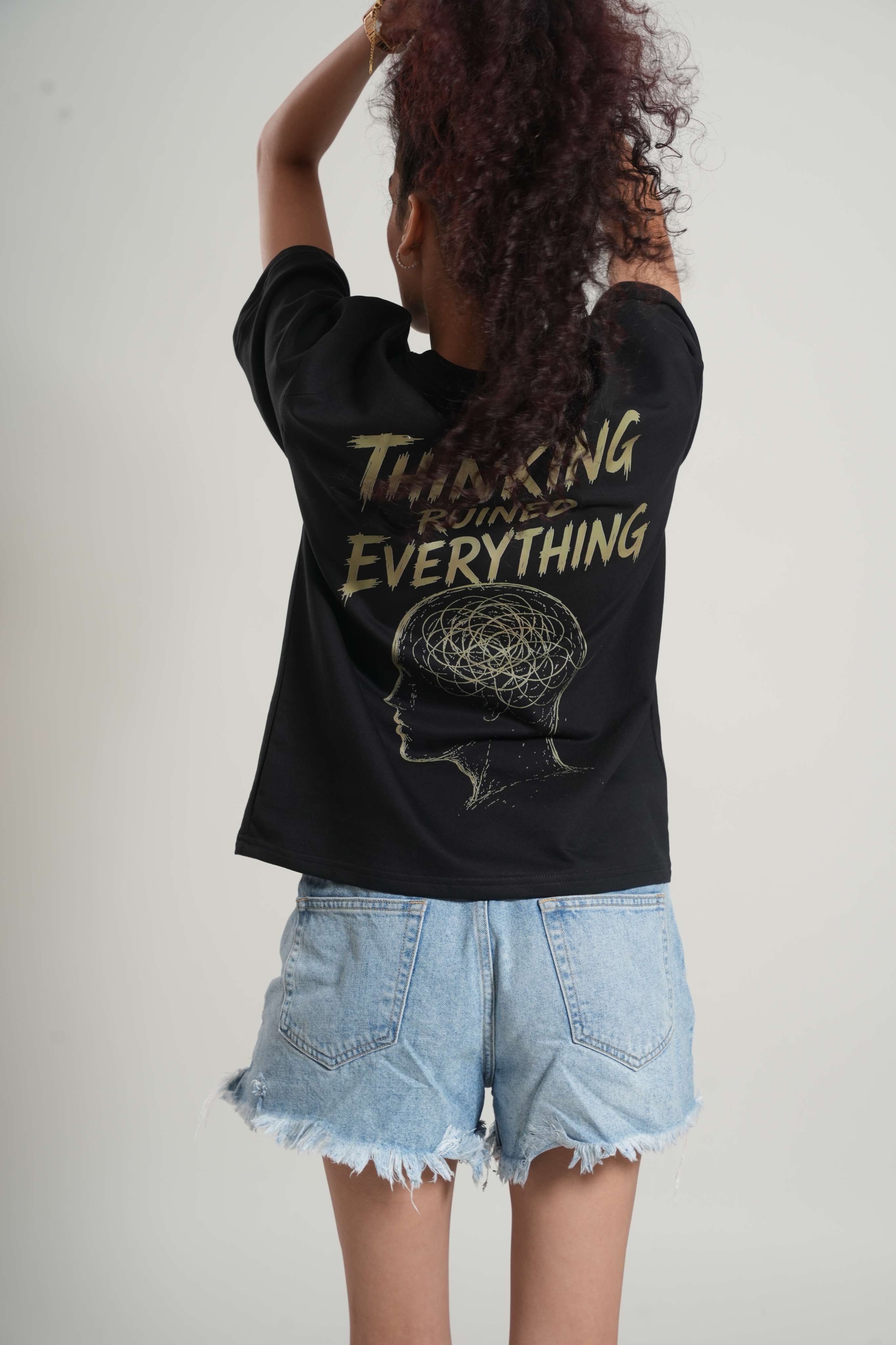 Overthinking Things That Never Applied For Existence 260 GSM Premium Oversized Tee
