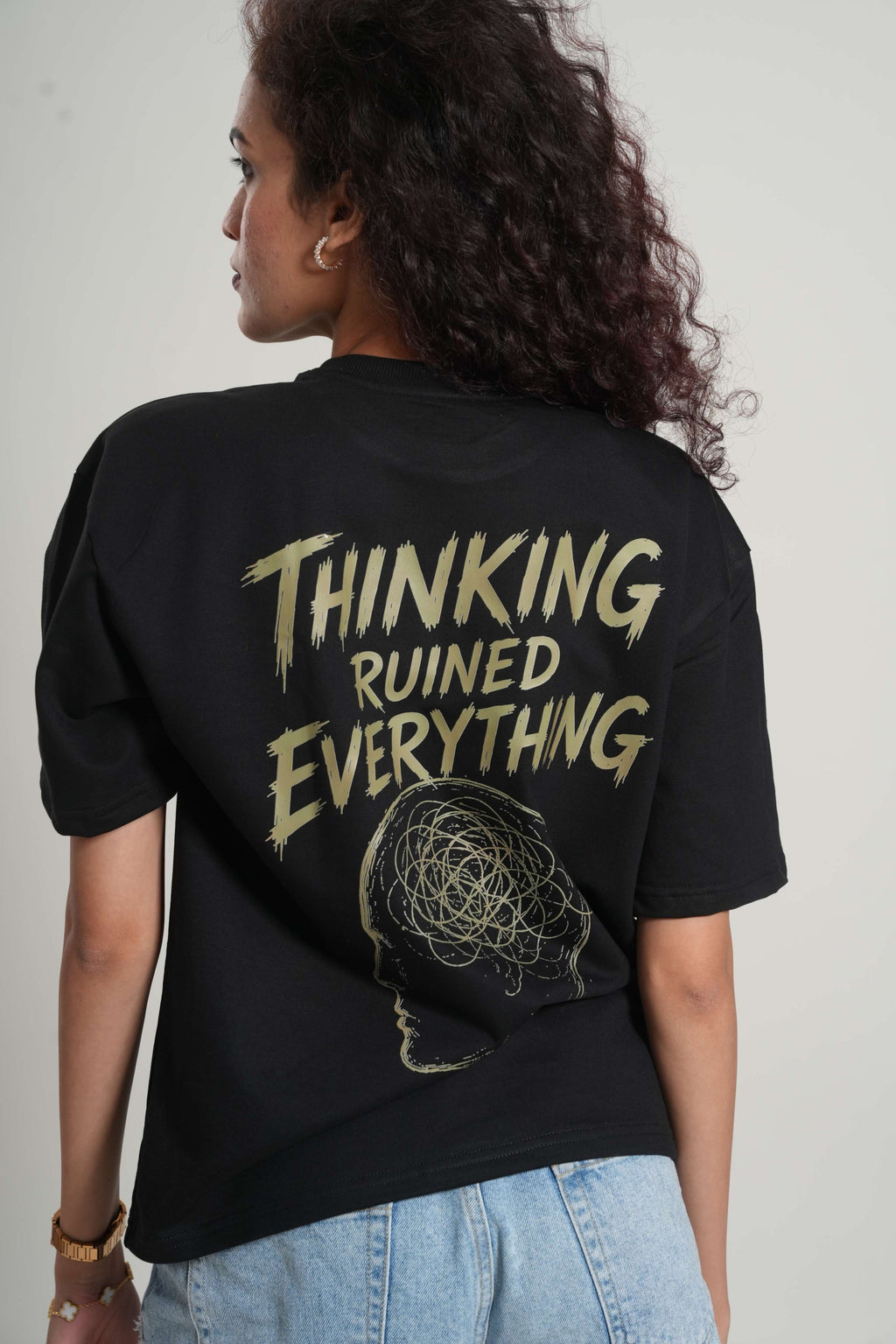 Overthinking Things That Never Applied For Existence 260 GSM Premium Oversized Tee
