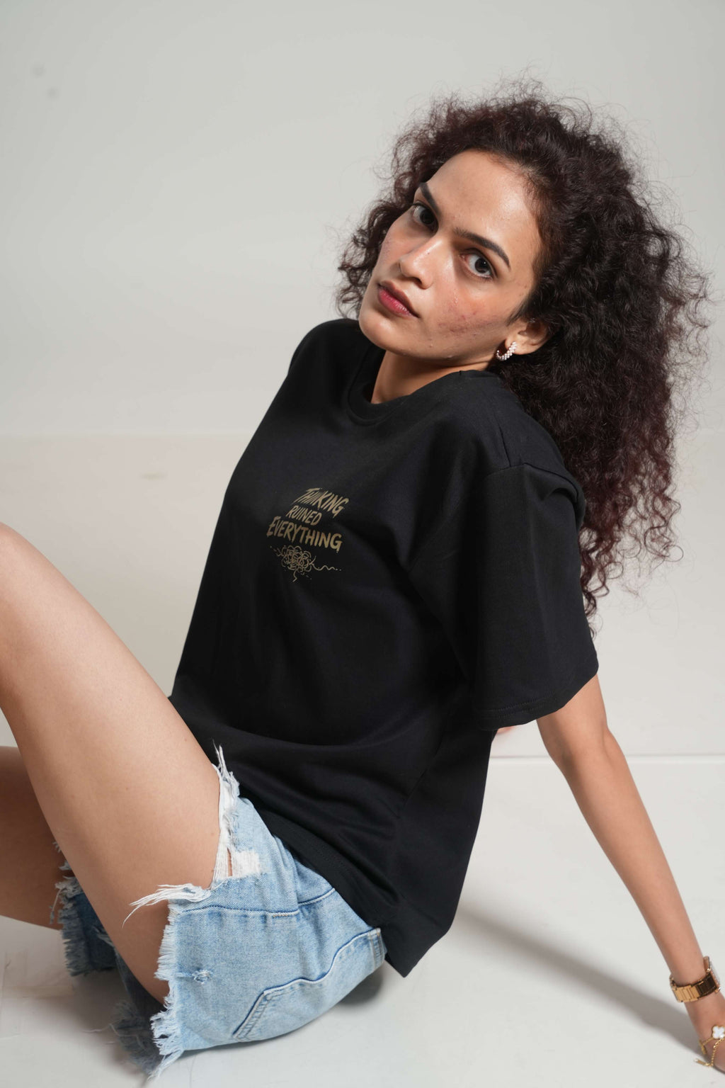 Overthinking Things That Never Applied For Existence 260 GSM Premium Oversized Tee
