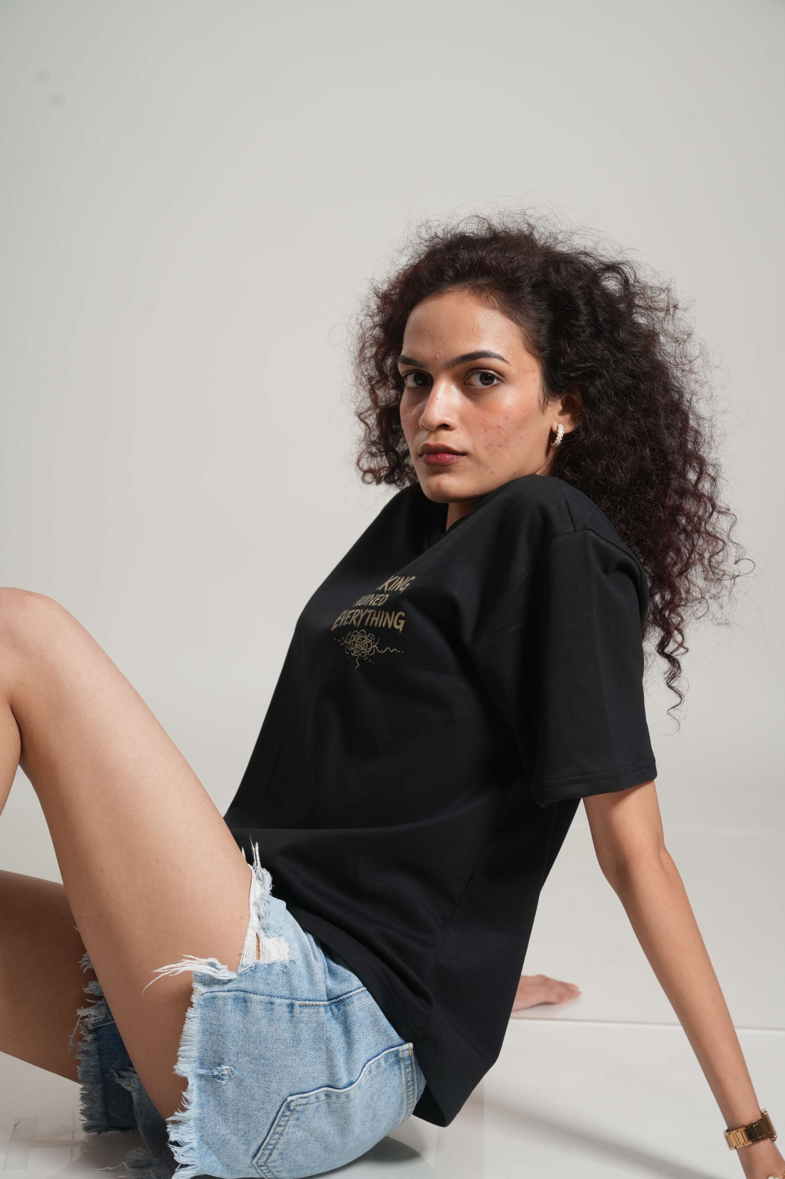 Overthinking Things That Never Applied For Existence 260 GSM Premium Oversized Tee