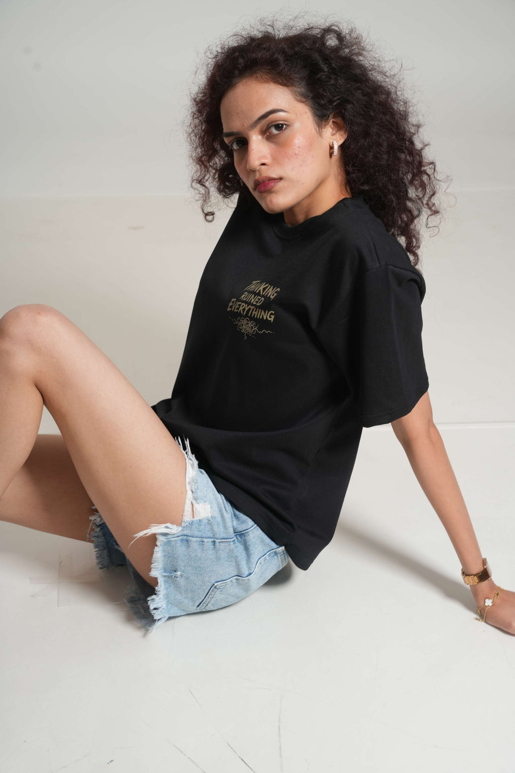 Overthinking Things That Never Applied For Existence 260 GSM Premium Oversized Tee