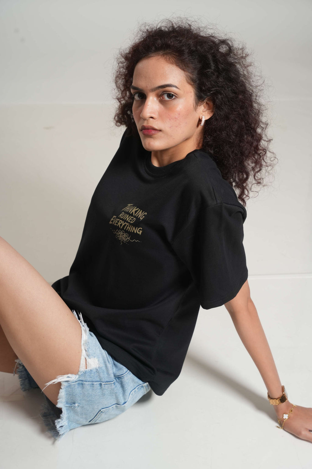 Overthinking Things That Never Applied For Existence 260 GSM Premium Oversized Tee