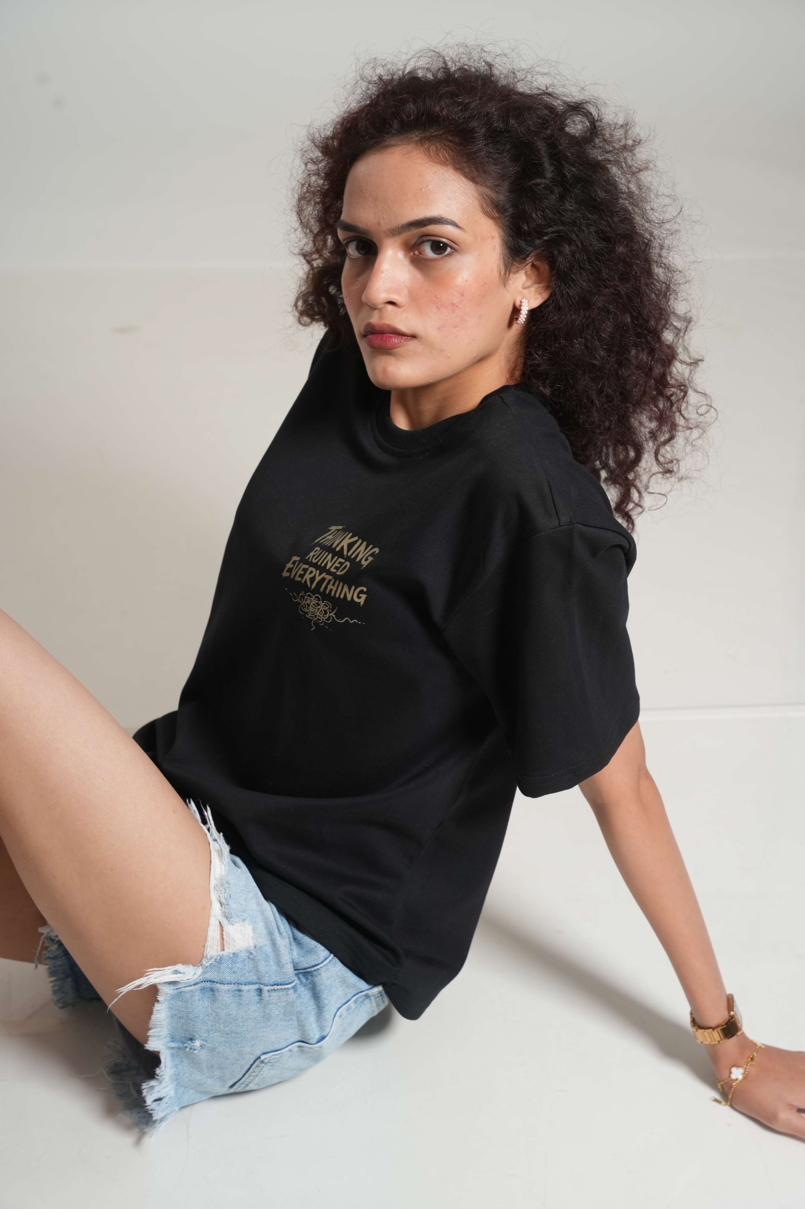 Overthinking Things That Never Applied For Existence 260 GSM Premium Oversized Tee