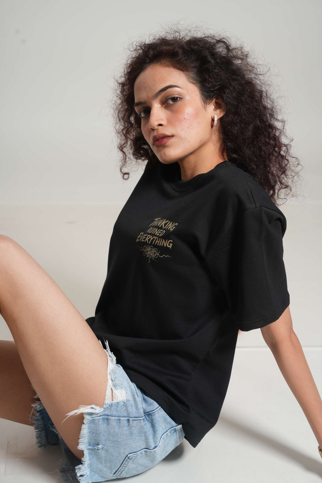 Overthinking Things That Never Applied For Existence 260 GSM Premium Oversized Tee