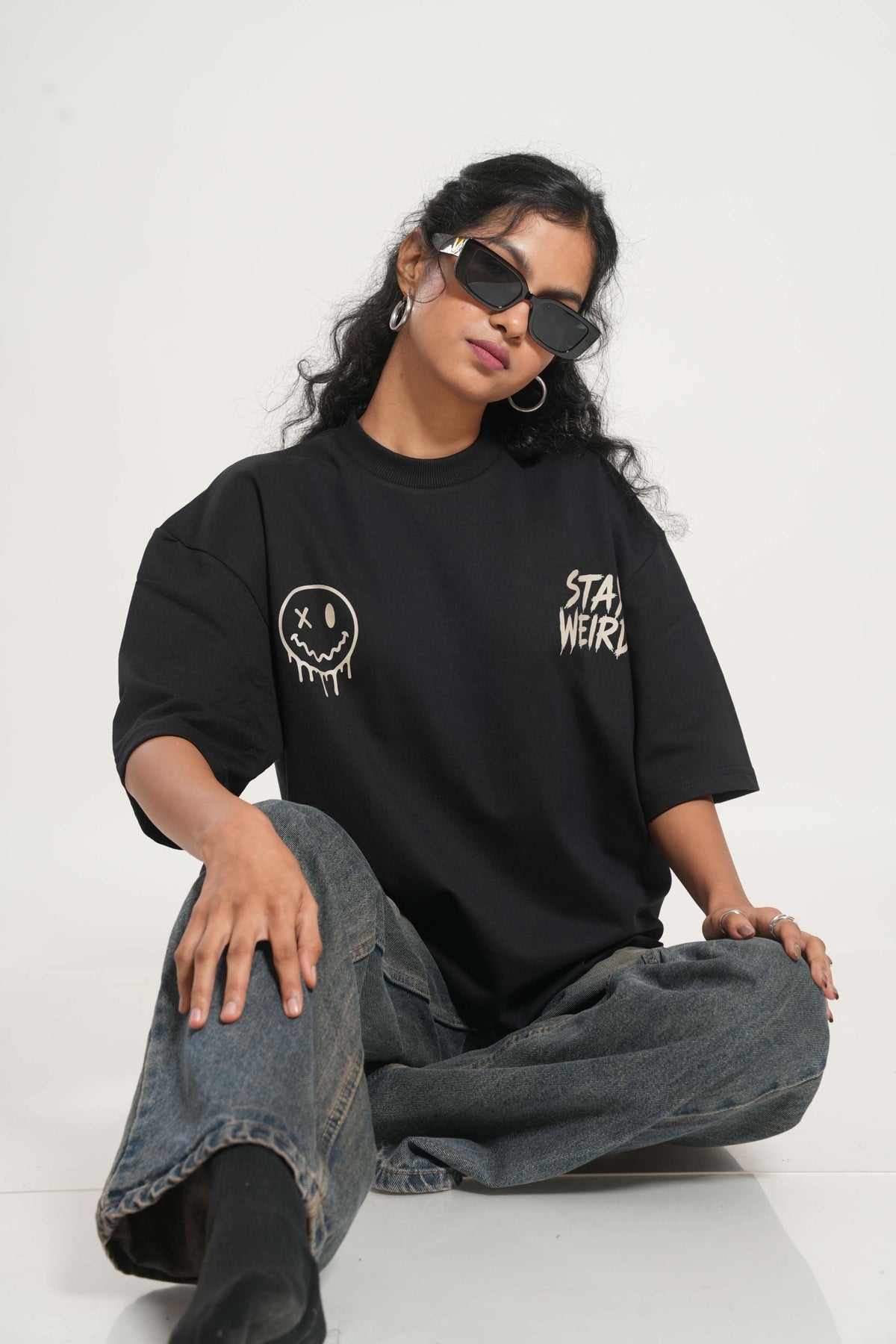 Stay Weird 260 GSM Premium Oversized Tee-6