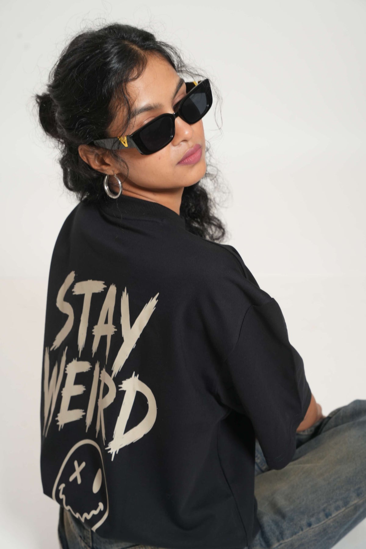 Stay Weird 260 GSM Premium Oversized Tee-8