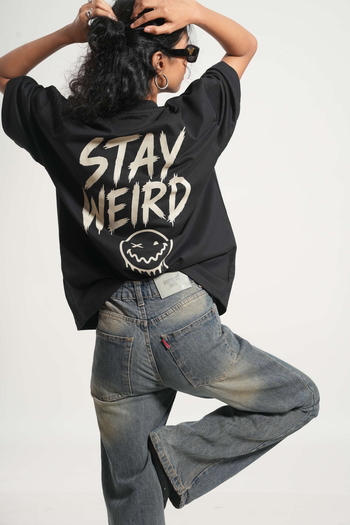 Stay Weird 260 GSM Premium Oversized Tee-10