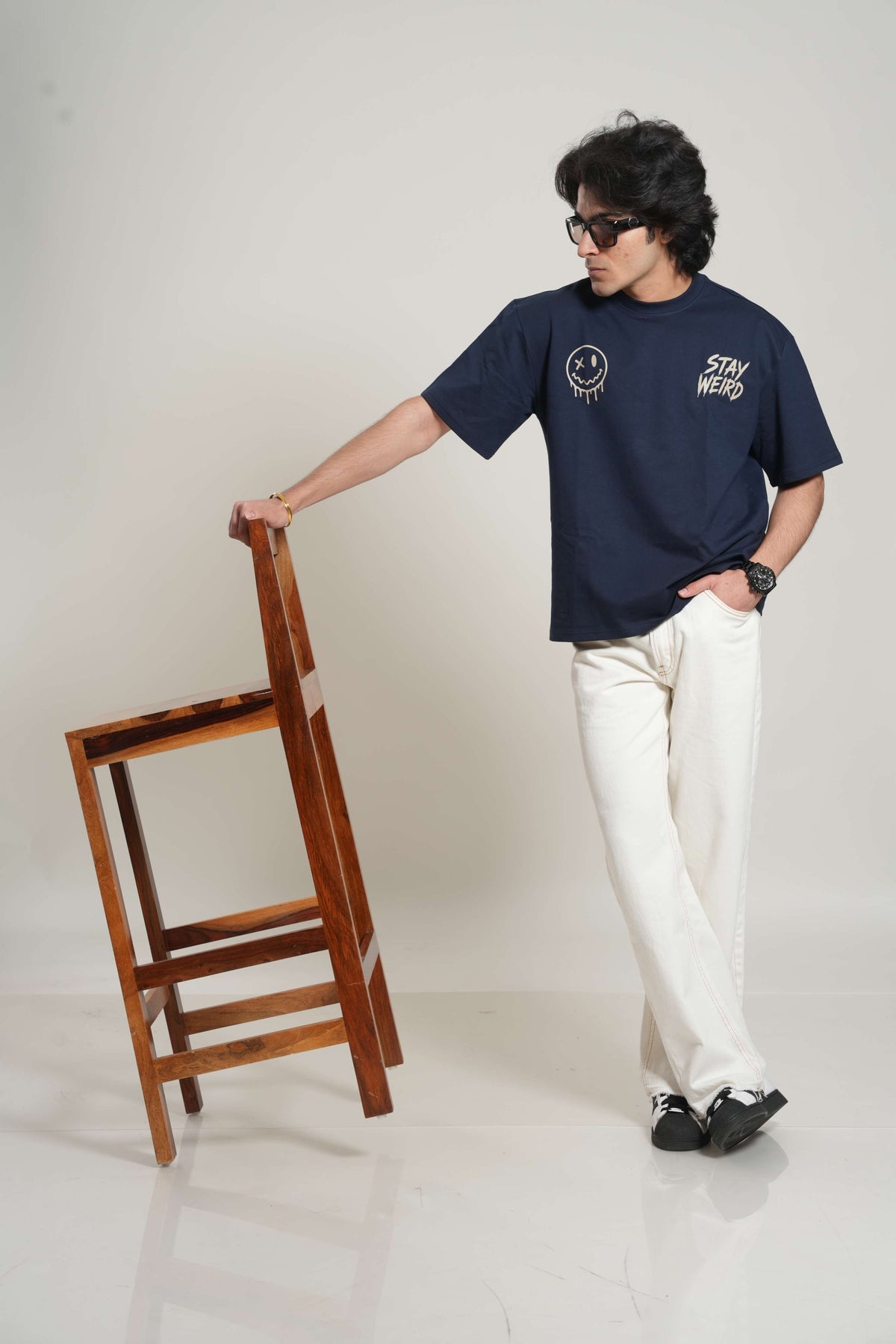 Stay Weird 260 GSM Premium Oversized Tee-13