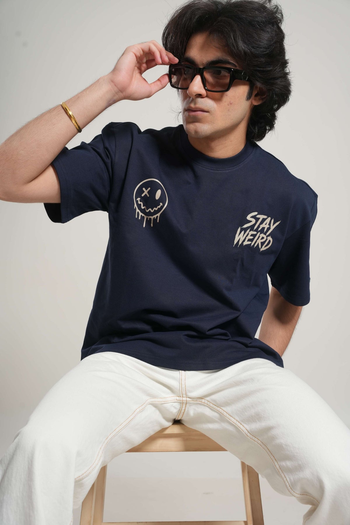 Stay Weird 260 GSM Premium Oversized Tee-15