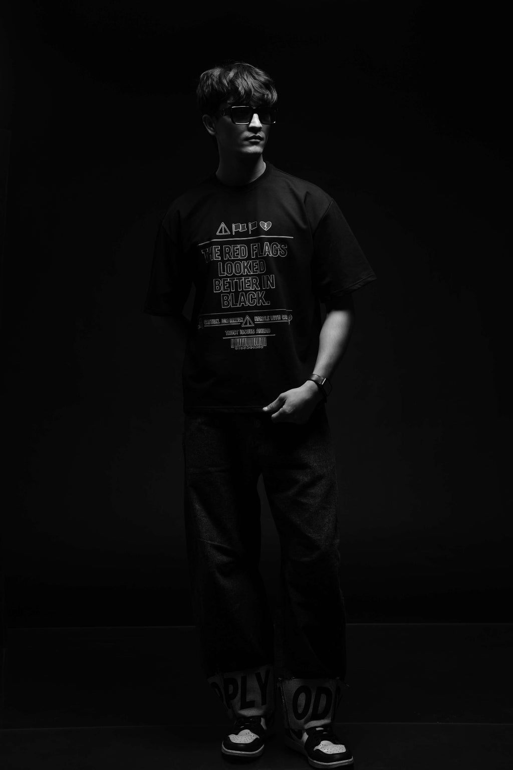 The Red Flags Looked Better In Black 260 GSM Premium Oversized Tee
