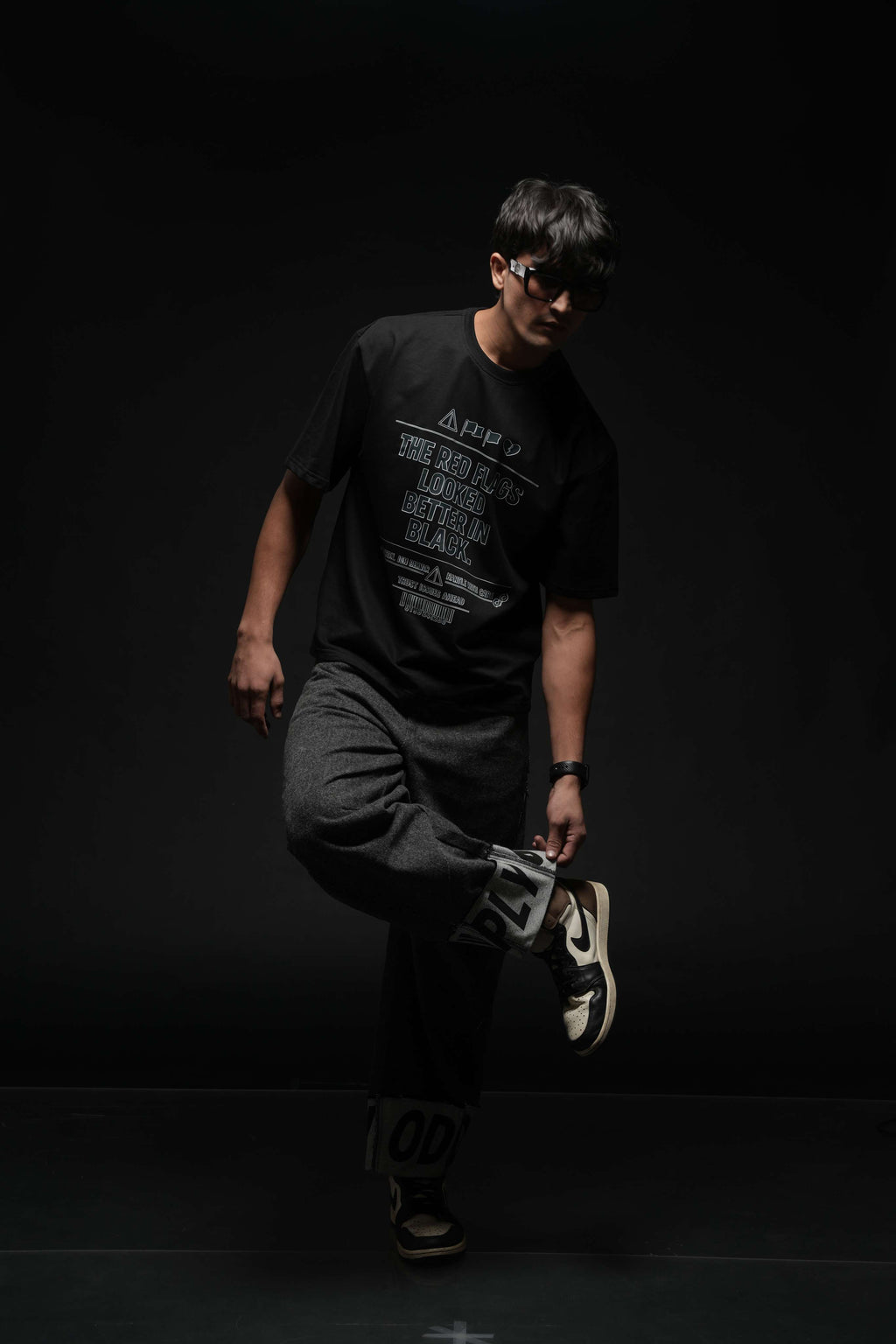 The Red Flags Looked Better In Black 260 GSM Premium Oversized Tee