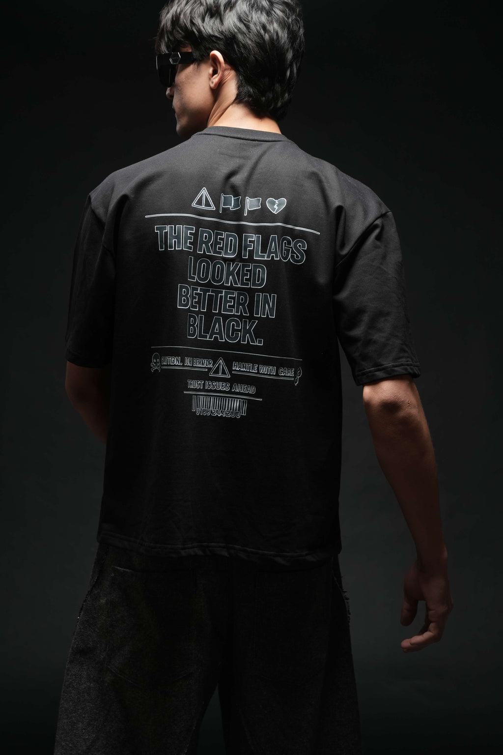 The Red Flags Looked Better In Black 260 GSM Premium Oversized Tee