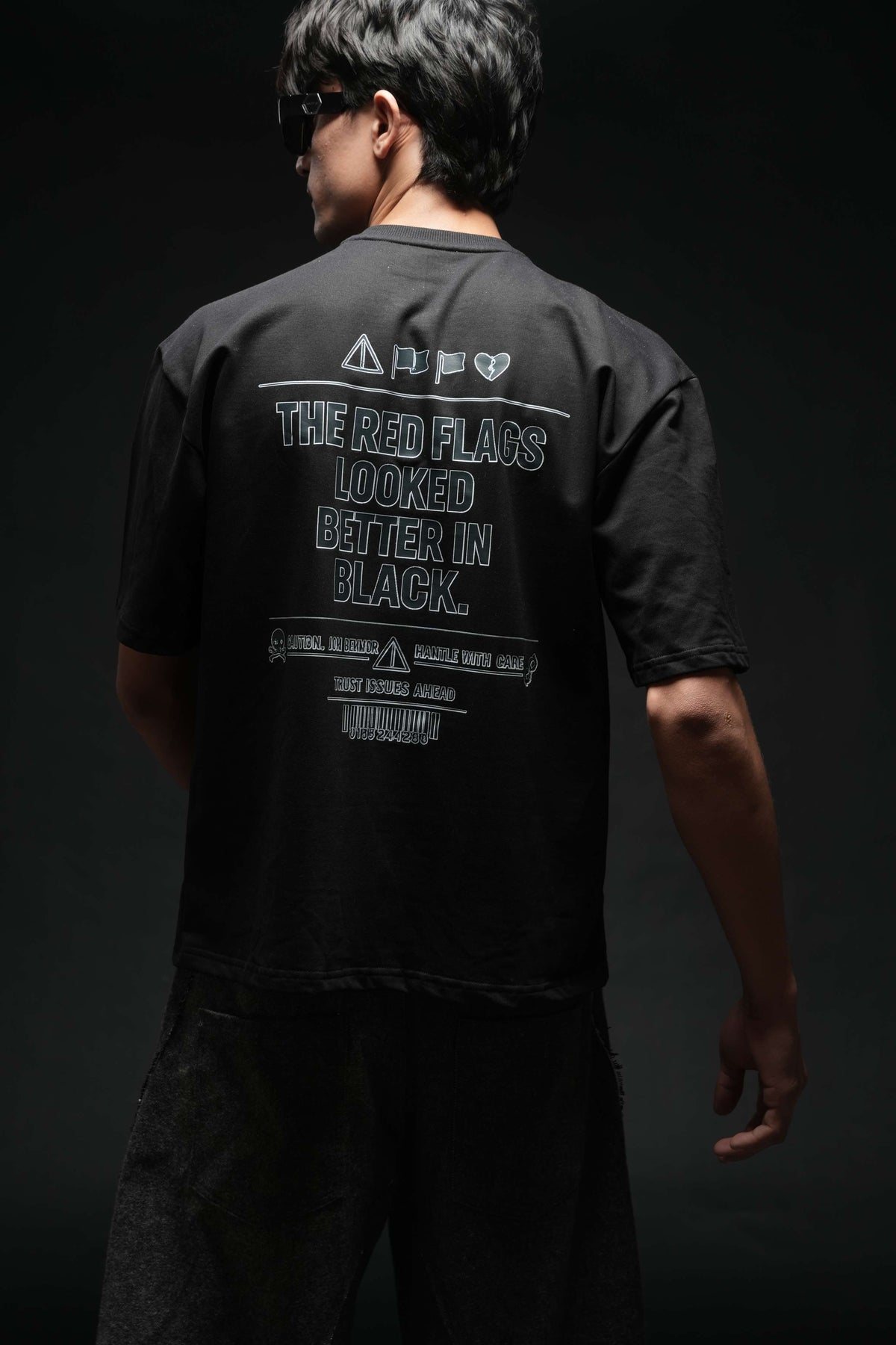The Red Flags Looked Better In Black 260 GSM Premium Oversized Tee