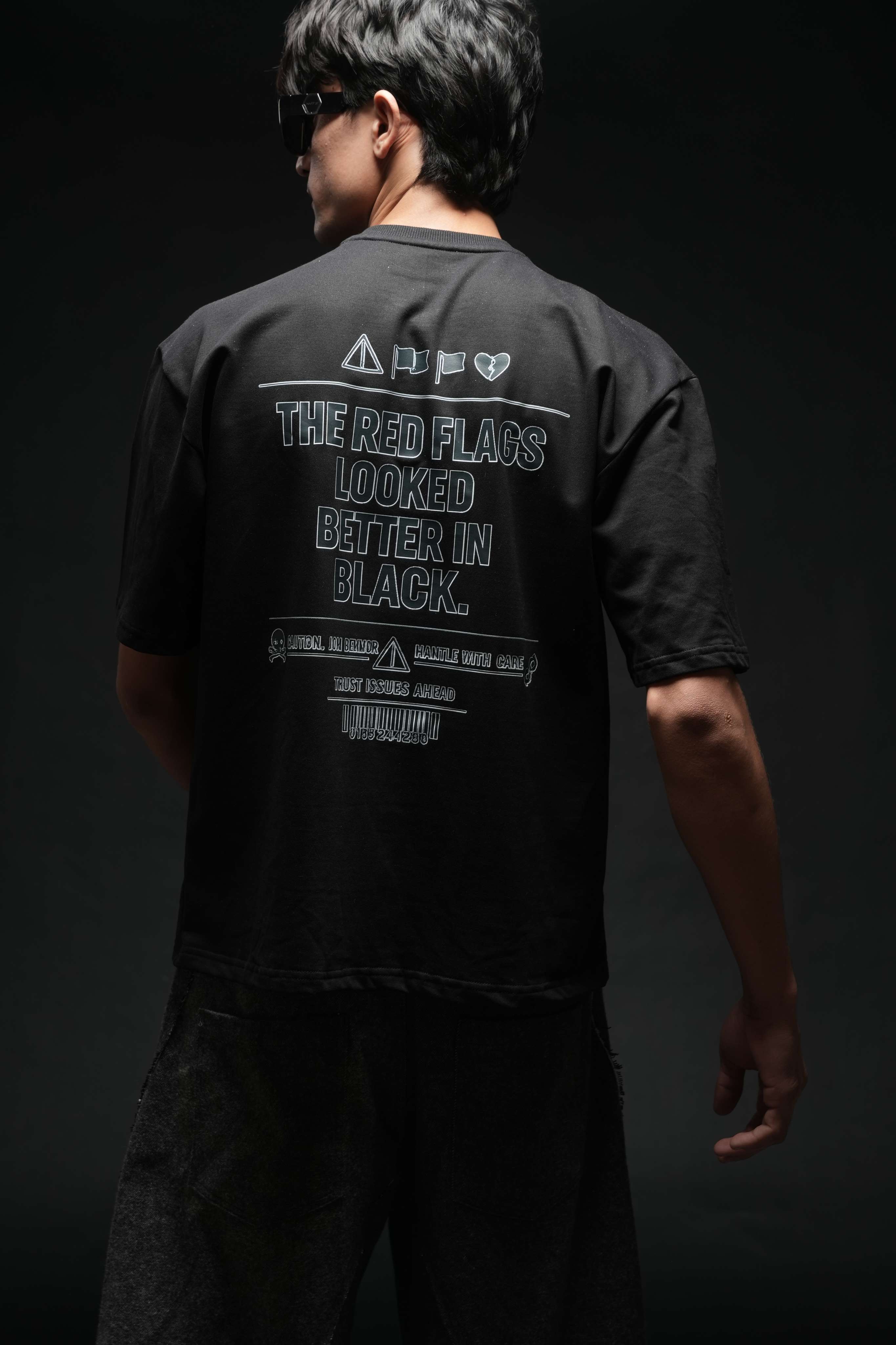 The Red Flags Looked Better In Black 260 GSM Premium Oversized Tee
