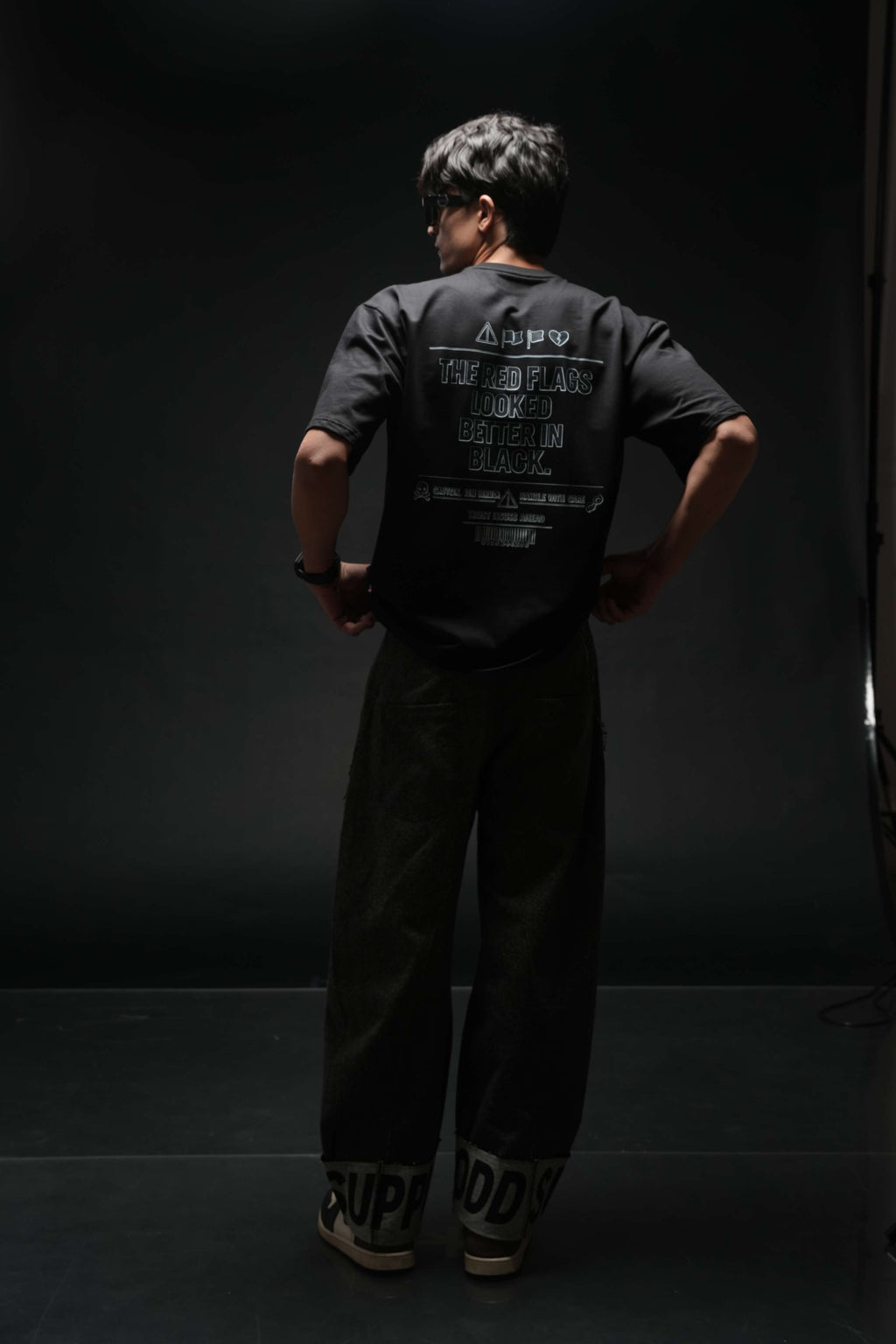 The Red Flags Looked Better In Black 260 GSM Premium Oversized Tee