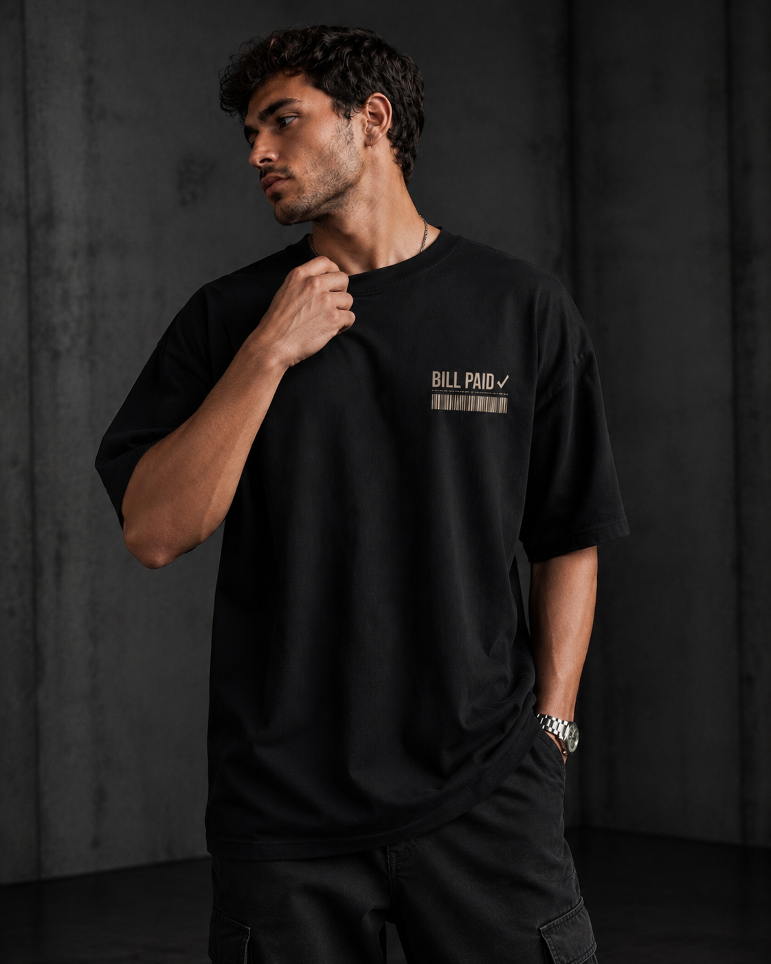 Bill Paid Signature 260 GSM Oversized Tee-4