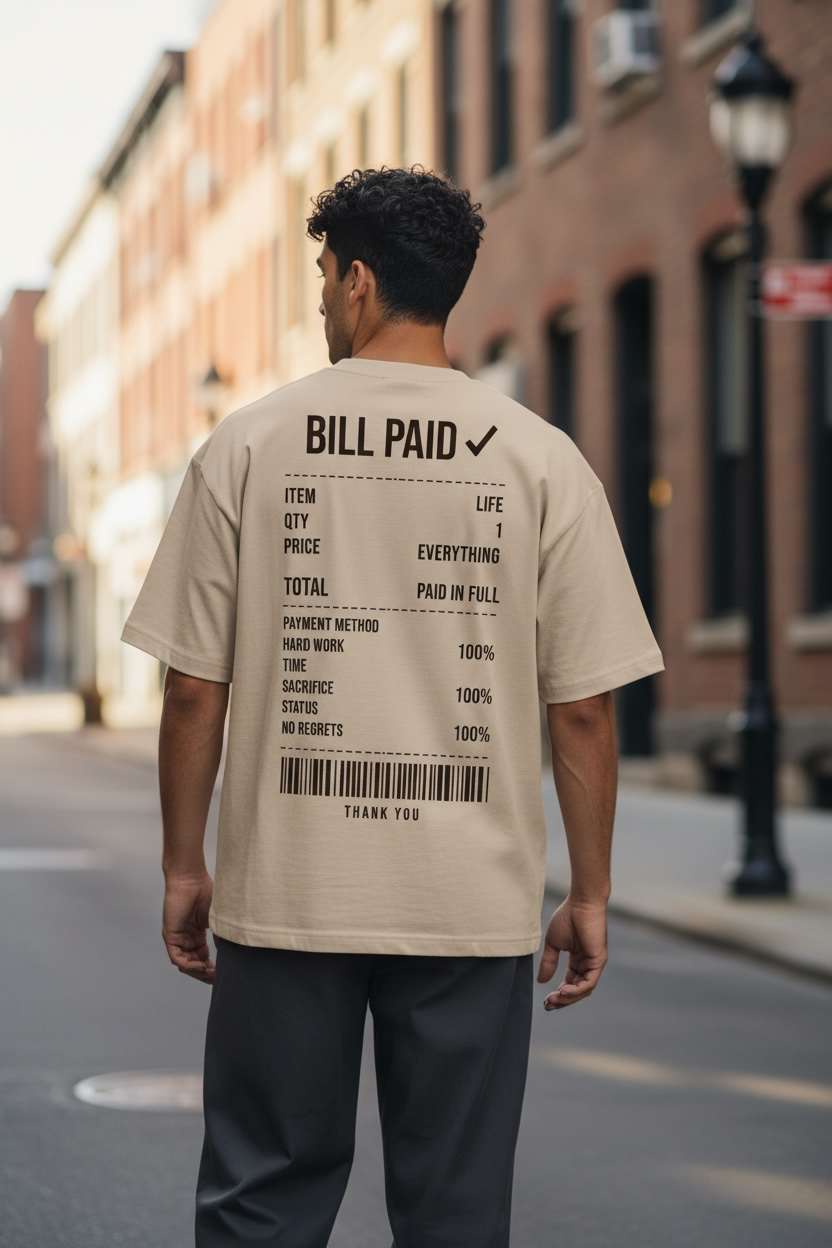 Bill Paid Signature 260 GSM Oversized Tee