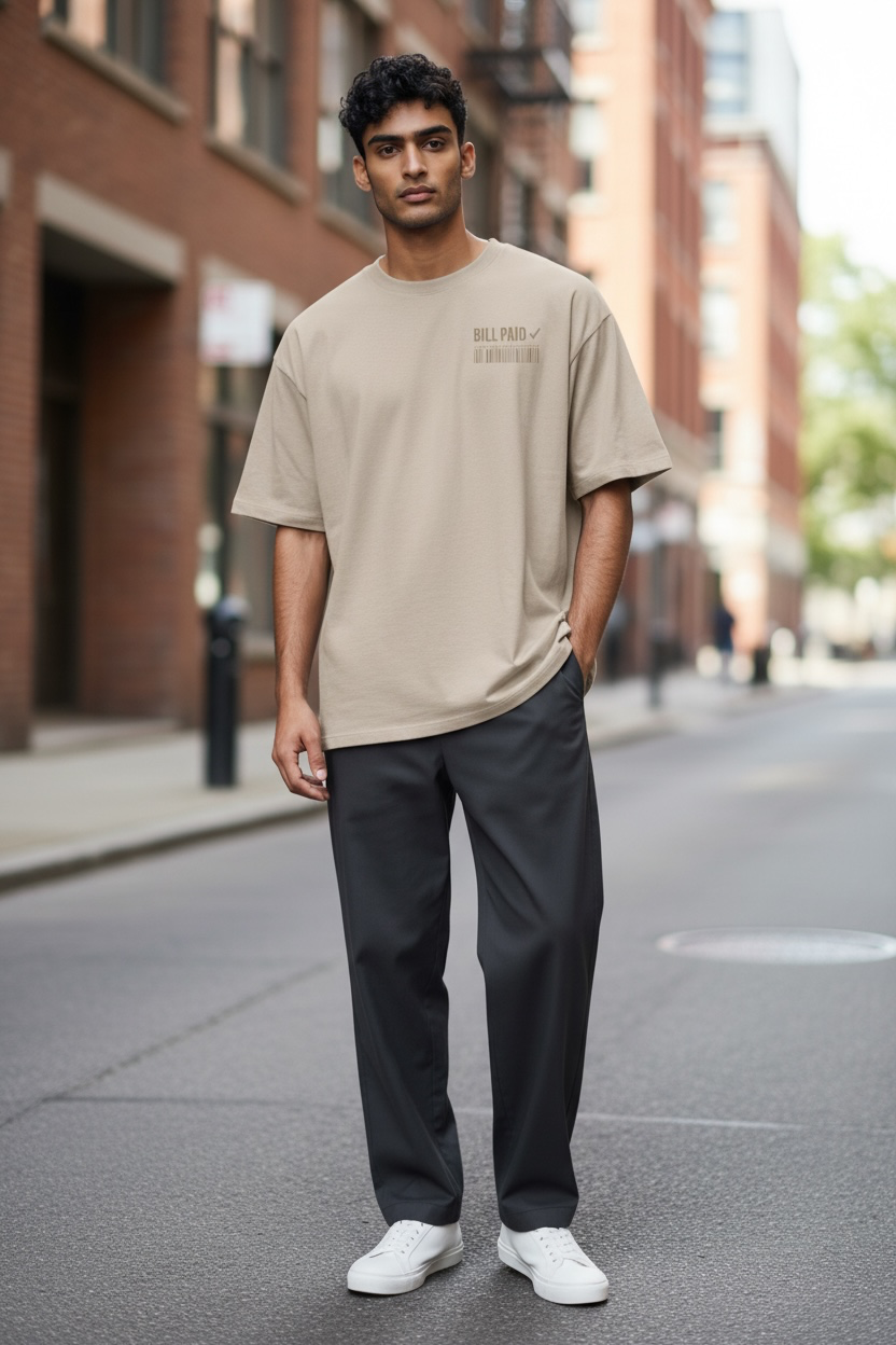 Bill Paid Signature 260 GSM Oversized Tee