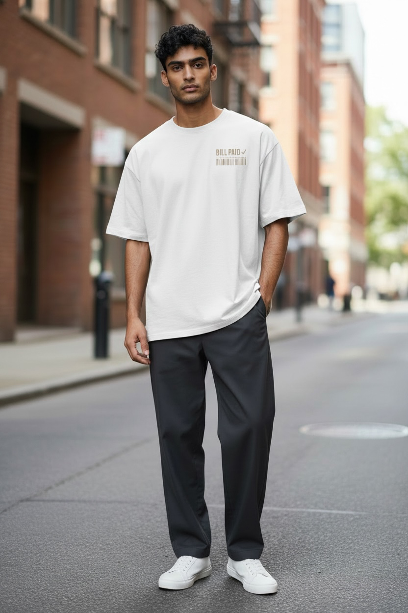 Bill Paid Signature 260 GSM Oversized Tee