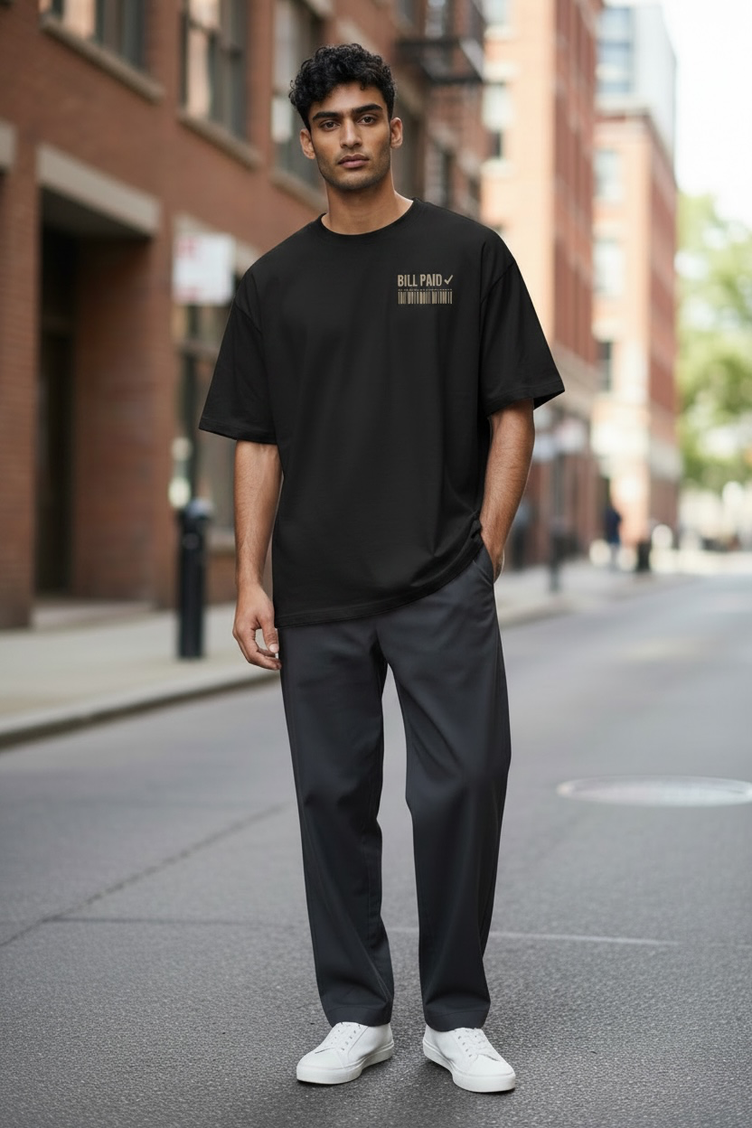 Bill Paid Signature 260 GSM Oversized Tee
