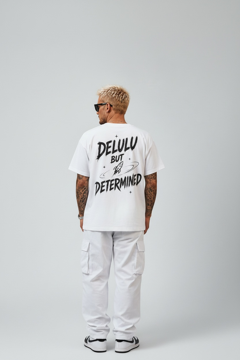 Delulu But Determined 260 GSM Premium Oversized Tee
