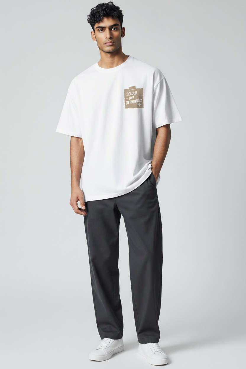 Delulu But Determined 260 GSM Premium Oversized Tee