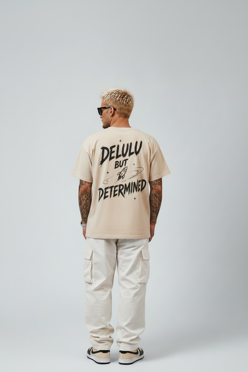 Delulu But Determined 260 GSM Premium Oversized Tee
