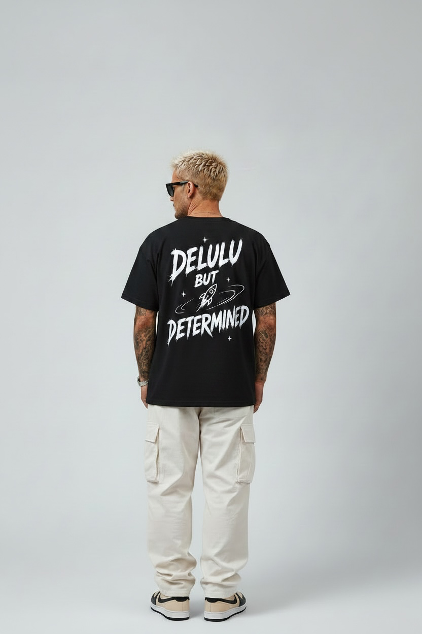 Delulu But Determined 260 GSM Premium Oversized Tee